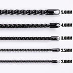 Fiusem Black Wheat Chains for Men and Women, 2/2.5/3/4/5mm Stainless Steel Necklace Chain, Mens Necklace Jewelry Gift 16-28 Inch - size: 20 Inches, style: Black 2.5MM