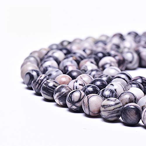 10mm Natural Black Network Gemstone Beads Round Loose Jasper Stone Beads for Jewellery Making 15"/Strand (Black Network Jasper,10mm) - color: Black Network Jasper, size: 10mm