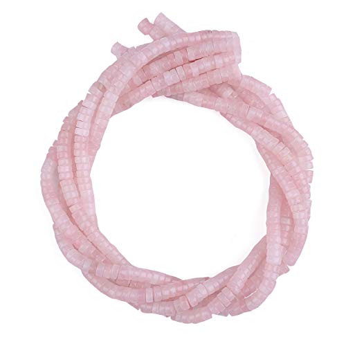 BEADIA Natural Rose Quarts Crystal Spacer Beads Caps Loose Semi Gemstone for Beading Jewelry Making 6mmx3mm 38cm - color: Rose Quarts Crystal, size: Round 6mm x 3mm