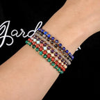 QOGIR 14k gold Handmade Healing Bracelet, Natural Gem Stone Crystal Elastic Gold Bracelet - color: Black Onyx - Protecting and Grounding, size: 6m