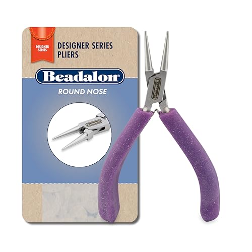Beadalon Designer Series Glimmer Round Nose Pliers, Lavender Speckle Vinyl-Free Grips, Stainless Steel, Box Joint, Double Leaf Springs, 4.75 in - color: Lavender Speckle, style: Round Nose
