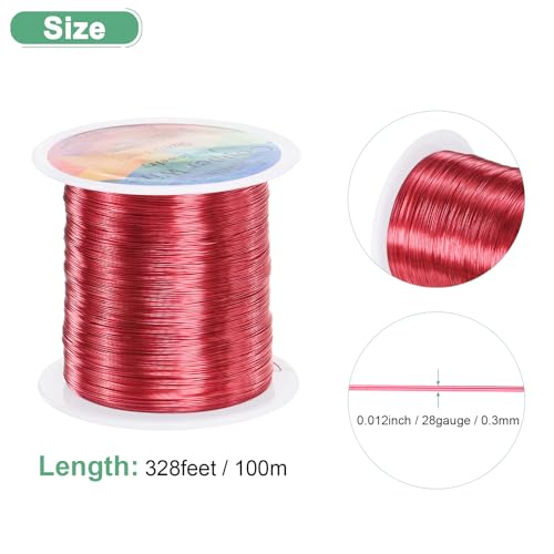 M METERXITY 0.3mm Jewelry Wire, 28 Gauge 328FT Craft Wire Copper Beading Wire for Jewelry Making/Planting/Weaving/DIY Crafting, Soft Metal Wires [100M, Red] - color: Red, size: 0.3mm 28 Gauge