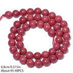 Stone Beads, 45pcs Rhodochrosite, 8mm Round Loose Beads for Jewelry Making, Bracelets, with Bag, String & Card - color: Rhodochrosite, size: 8mm