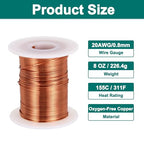 MECCANIXITY 20 AWG Magnet Wire, 20 Gauge Enameled Copper Wire, 8 oz Magnetic Coil Wire for Transformer, Motor, Electric, 155C(311F) - size: 20AWG