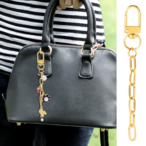 Hzopcw 30pcs Gold Keychain Making Kit, Key Ring Swivel Snap Hook Chains, Extender Keychain Bag Charm Kits for DIY Crafts Jewelry Making Handbag Purses- A Style - color: Gold-30pcs-A Style