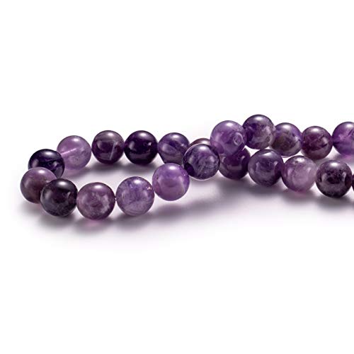 BEADIA Natural Amethyst Crystal Stone Round Loose Semi Gemstone Beads for Jewelry Making 6MM 61PCS - color: Amethyst, size: 6mm