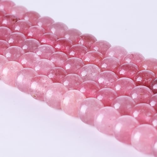 6mm Precious Natural Strawberry Quartz Gemstone Beads for Jewelry Making Round Loose Stone Beads 15"/Strand (Strawberry Quartz,6mm) - color: AAA Strawberry Quartz, size: 6mm