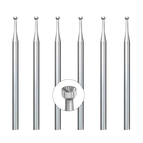 6 Pcs 1.6mm Round Cup Burr - 3/32'' Shank Wire Rounder Bits Jewelry Burs for Lapidary Making - color: 6 Pcs 1.6mm Round Cup Burs