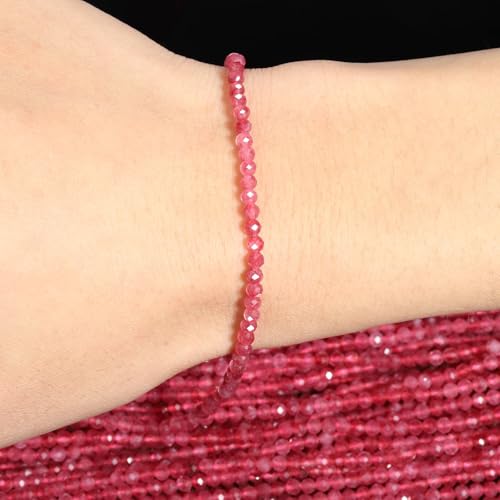 Song Xi 180pcs 2mm Natural Pink Tourmaline Gemstone Beads Faceted Round Loose Stone Beads for Jewelry Making (1 Strand) - color: Pink Tourmaline, size: 1.9-2.4mm