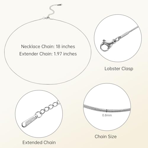 18 Inches Silver Stainless Steel Necklace Chain Bulk 12 Pcs Snake Chain Adjustable Necklace for Women Men - color: Silver Snake, size: 18 inches