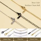 25pcs Stainless Steel Necklace Chains Three Color Cable Jewelry Necklace Bulk Craft Handmade Jewelry Chain with Adjustable Extender - color: Black Cable Chain