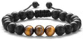Hamoery Men Women 8mm Tiger Eye Stone Beads Bracelet Elastic Natural Stone Yoga Bracelet Bangle - color: Matte Tiger eye-21018