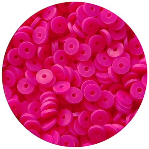 2000pcs Rose Red Clay Beads for Bracelets Making Heishi Polymer Flat Disc Spacer Clay Bead 6mm for Jewelry Earring DIY Crafts - color: Rose Red Clay Beads, size: Small Pack(Single Color )
