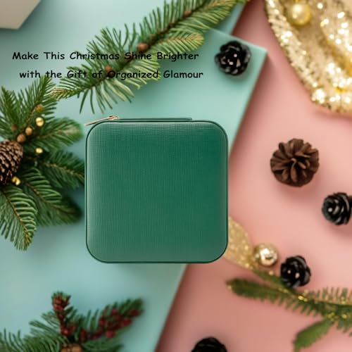 Vlando Small Travel Jewelry Box Organizer Display Storage Case for Girls Women Gift Rings Earrings Necklaces, Dark Green - color: Dark Green