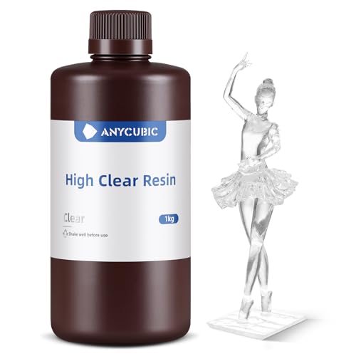 ANYCUBIC High Clear 3D Printer Resin, Resist Yellowing and Highly Transparent, Tough and Resilient, Low Odor 3D Printing Resin, Widely Compatible for All LCD/DLP Resin 3D Printers (High Clear, 1kg) - color: High Clear, size: 1kg