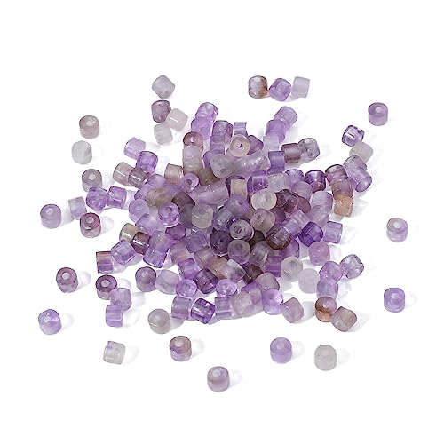 BEADIA Natural Amethyst Short Cylinder Beads 2x3mm 155pcs Tube Loose Semi Gemstone Beads for Jewelry Making Design - color: Amethyst