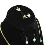 MOOCA 3 Pcs Set Black Velvet Combination Display Jewelry Stand Bust for Necklaces, Earrings, Rings, Jewelry Display For Vendors - color: Black Velvet, 3 pieces