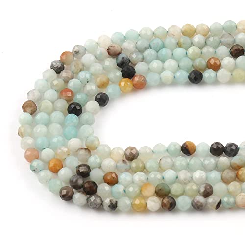 Song Xi 180pcs 2mm Natural Amazonite Gemstone Beads Faceted Round Loose Stone Beads for Jewelry Making - color: Amazonite, size: 1.9-2.4mm