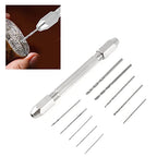 YWBL-WH Double End Pin Vise Chuck with10 pcs Micro Drill Bit Set for Jewelry Watch Carving Repair Tool, Drill
