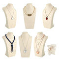 6 Pcs Linen Jewelry Display with Premium Nursing Cloth Stand Necklace Mannequin Holder Bust Necklace for Trade Shows Jewelry Selling