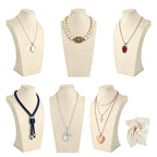 6 Pcs Linen Jewelry Display with Premium Nursing Cloth Stand Necklace Mannequin Holder Bust Necklace for Trade Shows Jewelry Selling
