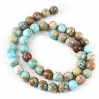 8mm Turquoise Blue Sea Sediment Imperial Jasper Round Gemstone Natural Stone Loose Beads for Jewelry Making Design Crafts 45 Pcs 15 Inch - color: Turquoise Blue, size: 8mm