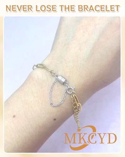 MKCYD 8Pcs Magnetic Bracelet Clasps and Closures with Safety Chain Never Fall Silver Bracelet Extender Converter Magnetic Clasps for Women - color: 8Pcs Silver