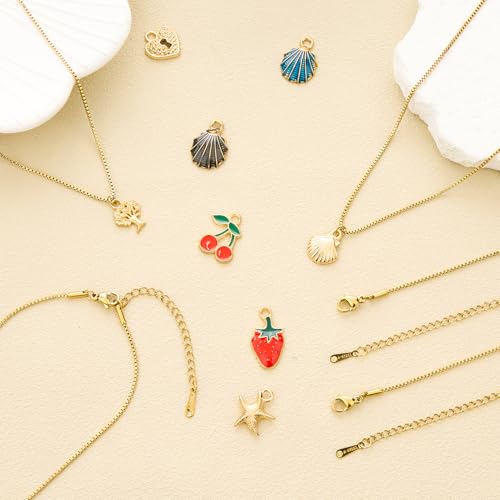 SMYHTGLIF 20 Inches Stainless Steel Necklace Chain for Jewelry Making Gold Box DIY Adjustable Jewelry Necklace Chain Bulk - color: Gold Box, size: 20 inches