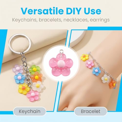 Keychain Charms Bulk 30pcs mixed Cute 3D Charms for Keychain Making for Bracelet Earring Jewelry Making DIY Crafts Includes Animal Food Fruit Flower Designs - color: Flower Mix