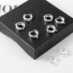 6Pcs 925 Sterling Silver Earrings Hooks Round Hoop Huggie Ear Hooks Hypoallergenic Sterling Silver Findings Dangle Earrings Leverback 14x5mm Wide Thick Huggie Hoop with Loop Supplies Jewelry Making - color: 6Pcs14x5mmHuggie_Silver