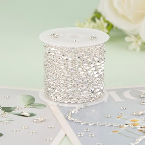 KYUNHOO 5 Meters Thin Cable Link Jewelry Making Chains Spool Silver Plated Copper Chains with Lobster Clasps Jump Rings for Crafts DIY Finding Supplies - color: Lip Silver