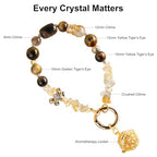 TEAMOLA Natural Stone Phone Charm, Handmade Crystal Cellphone Chain for Universal, Beaded Healing Anti Theft Phone Wrist Strap with Tether Tab, Citrine & Tiger's Eye & Aromatic Ball Pendant - color: Gold & Yellow & Black