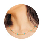 Dainty Gold Necklace for Women,Trendy 18k Gold Vermeil Sterling Silver Choker Necklace Thin Beaded Choker Necklaces Womens Simple Jewelry Gift for Valentines Day - color: December - Turquoise