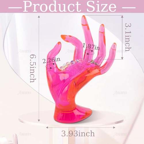 AUEAR, 1 Pack Hand Form Jewelry Display Holder OK Shape Stand Support for Bracelet Ring Watch Key Home Organization Pink