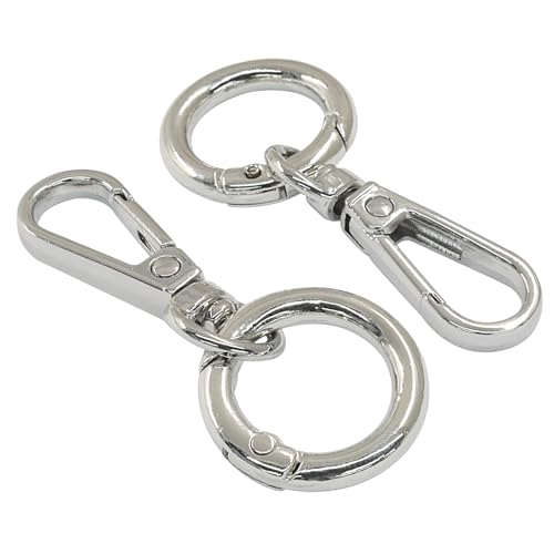 2 Pcs 5-Split Swivel Snap Hooks with Key Rings, Opening Metal Swivel Lobster Claw Clasps for Key Chain Clip, Lanyard, DIY Crafts, Jewelry Making, Bags and Accessories(Silver) - color: Silver