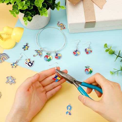 MARFOREVER 40Pcs/20 Pairs Autism Awareness Charms, Autism Charm for Jewelry Making, Autism Alloy Puzzle Pendants for Bracelet Necklace Earrings Making Accessories Autism Awareness Stuff - style: Autism Awareness