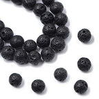 AD Beads Natural Gemstone Round Loose Beads 15" for Bracelet Necklace Earrings Jwelery Making Crafts DIY (4mm, Black Lava Stone) - color: Black Lava Stone, size: 4mm