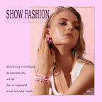 3500pcs Pink Clay Beads for Bracelets Making Kit, 6mm Heishi Polymer Flat Round Disc Clay Beads for Jewelry Making Pink - color: Pink