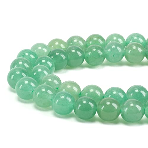 Cherry Tree Collection | 100PCS Gemstone Round Beads for Jewelry Making | Includes Storage Box, Elastic String, and Needles - color: green aventurine, size: 8mm