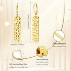 ALEXCRAFT 925 Sterling Silver Dangle Earrings for Women, 14K Gold Plated French Leverback Earrings, Hypoallergenic Lightweight Statement Hammer Square Bar Long Drop Earing for Women Trendy Jewelry - color: GoldC