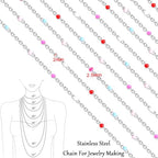 Stainless Steel Enamel Chain for Jewelry Making, Oil Drip Rainbow Jewelry Chains for DIY Necklace Bracelet Craft Jewelry Making Supplies with Stainless Steel Jump Rings Lobster Clasps Connectors - color: Mixed Style Silver
