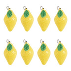 Craftdady Fruit Dangle Charms Pendants Cute Resin Food Pendants Apple Orange Pineapple Strawberry Pendants Lovely Vegetable Mushroom Charms for DIY Craft Earring Bracelet Necklace Jewelry Making - color: Yellow, Lemon