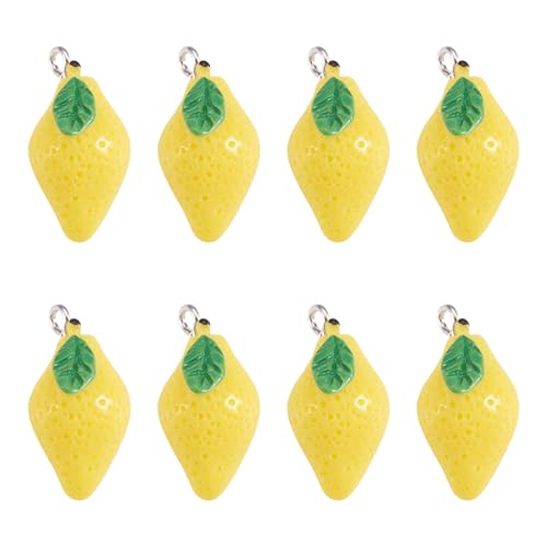 Craftdady Fruit Dangle Charms Pendants Cute Resin Food Pendants Apple Orange Pineapple Strawberry Pendants Lovely Vegetable Mushroom Charms for DIY Craft Earring Bracelet Necklace Jewelry Making - color: Yellow, Lemon