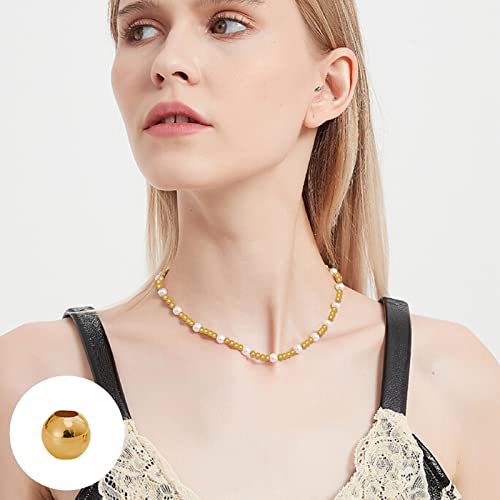 600Pcs 5mm Spacer Beads for Jewelry Making Metallic Plated Beads Smooth Seamless Round Loose Connector Beads Metal Crimp Stopper Beads for DIY Earring Necklace Bracelet Making (Gold, Silver, KC Gold) - color: 5mm, Gold Silver KC Gold