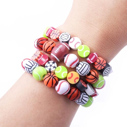 1600PCS Volleyball Sports Ball Polymer Clay Beads Charms for Friendship Bracelets Making Kit Cute Fun Beads DIY Arts Crafts Birthday Gifts for Kids Girls Volleyball Bead - color: B2#Style 3