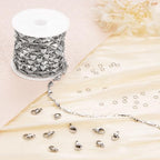 Jabogrii 13 Feet Silver Stainless Steel Jewelry Making Chains Bulk Handmade Heart Chain for Jewelry Making - color: Heart Silver