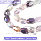1 Box 210PCS Purple Flat Oval Glass Beads with Holes Faceted AB Color Plated Sparkle Spacer Loose Lilac Electroplate Bead Charm for Jewelry Making Necklace Bracelet Earring Diy Craft Supply - color: Purple