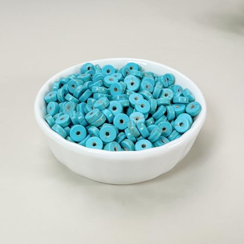 Turquoise Heishi Beads Bulk for Jewelry Making - 900pcs 3x6mm Small Natural Semi-Precious Gemstone Disc Rondelle Spacer Loose Beads for Necklace, Bracelet, Earring & DIY Handmade Crafts - color: Turquoise Heishi 3*6mm