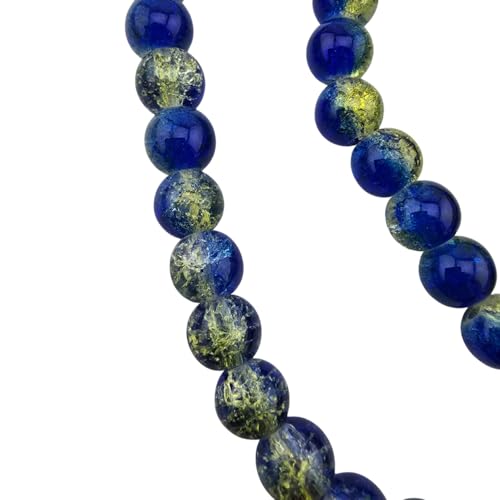 DandS ltd Crackle Lampwork Glass Beads for Jewelry Making, Dark Blue, Vibrant DIY Bracelets, Necklaces, Earrings, Beading Supplies & Craft Kits for Handmade Jewelry, 80pcs 0.39 inch (10mm), #J230-10 - color: Dark Blue