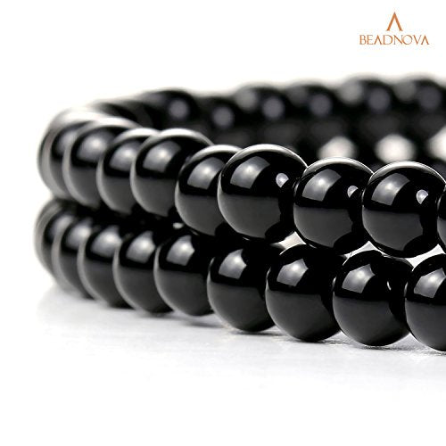 BEADNOVA 4mm Black Onyx Gemstone Round Loose Beads for Jewelry Making (90-92pcs) - color: 01) Black Onyx Agate Round Beads, size: 4mm